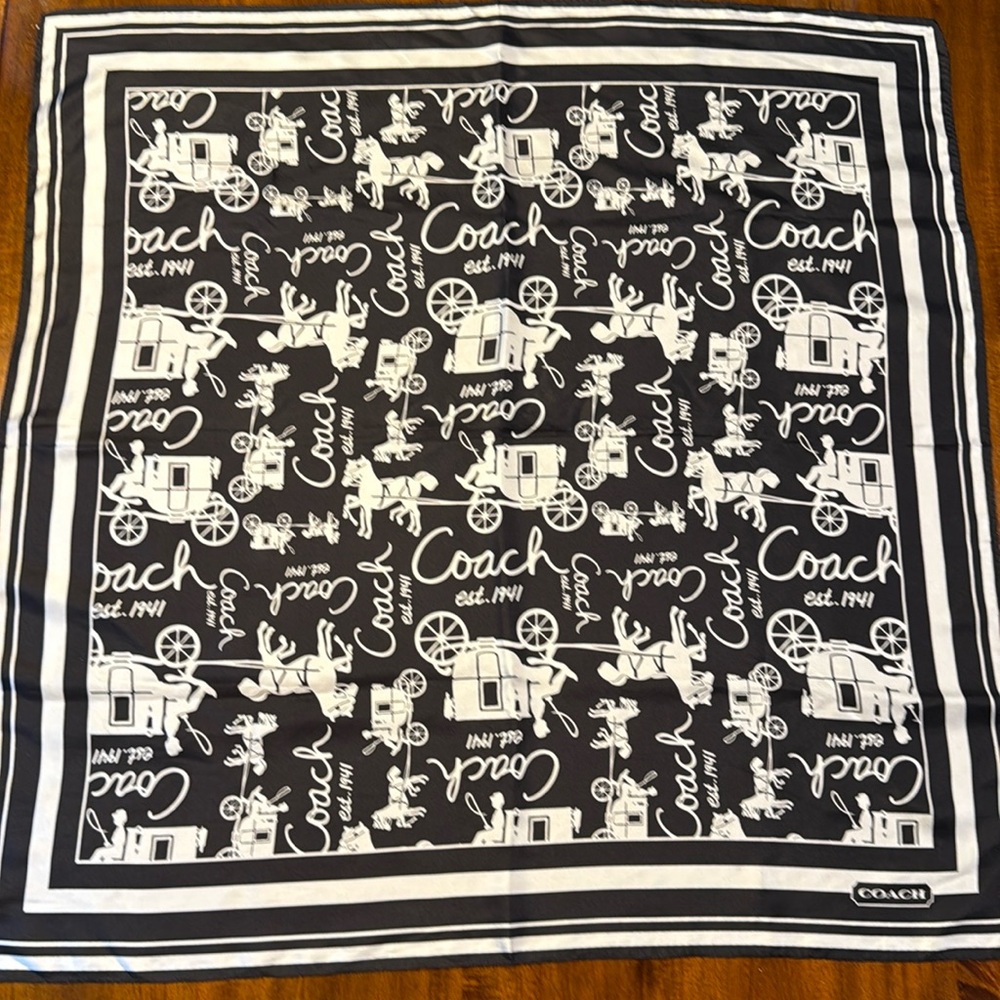 Coach Black and White Geometric Scarf